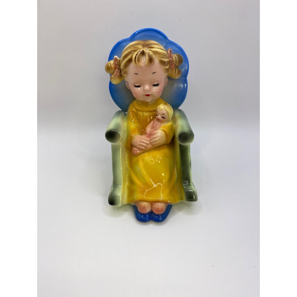 Josef Originals Girl in Rocking Chair with Baby Doll 1950's vintage